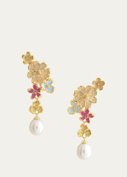Wildflowers Pearl Drop Earrings