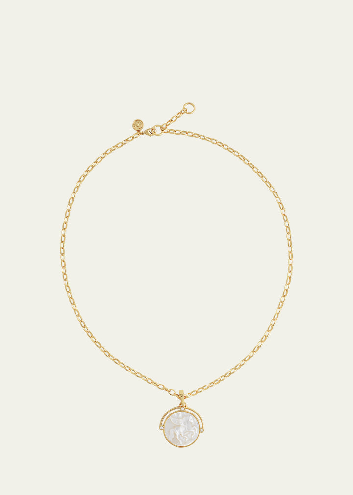Pegasus Mother-of-Pearl Coin Pendant Necklace