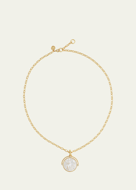 Pegasus Mother-of-Pearl Coin Pendant Necklace