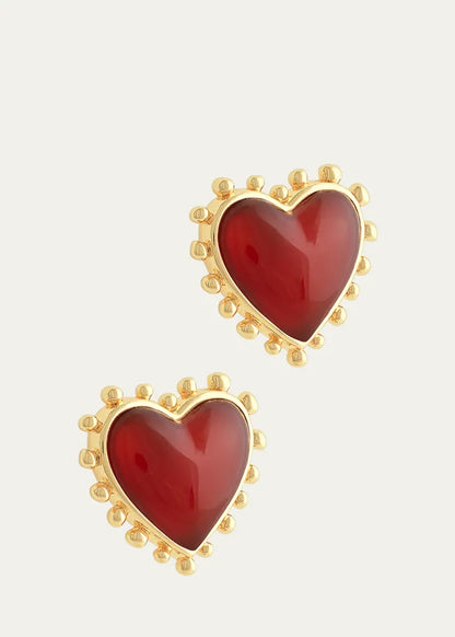 Heart Stone Stud Earrings