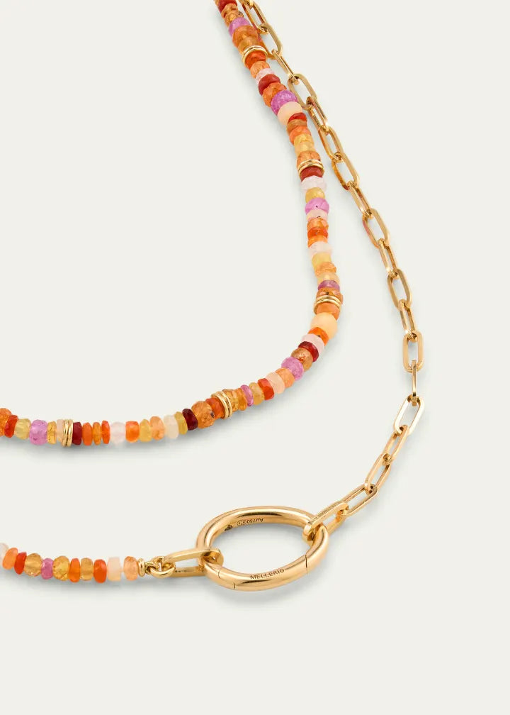 Lien Pierres Orange Multi-Gemstone Paperclip Chain