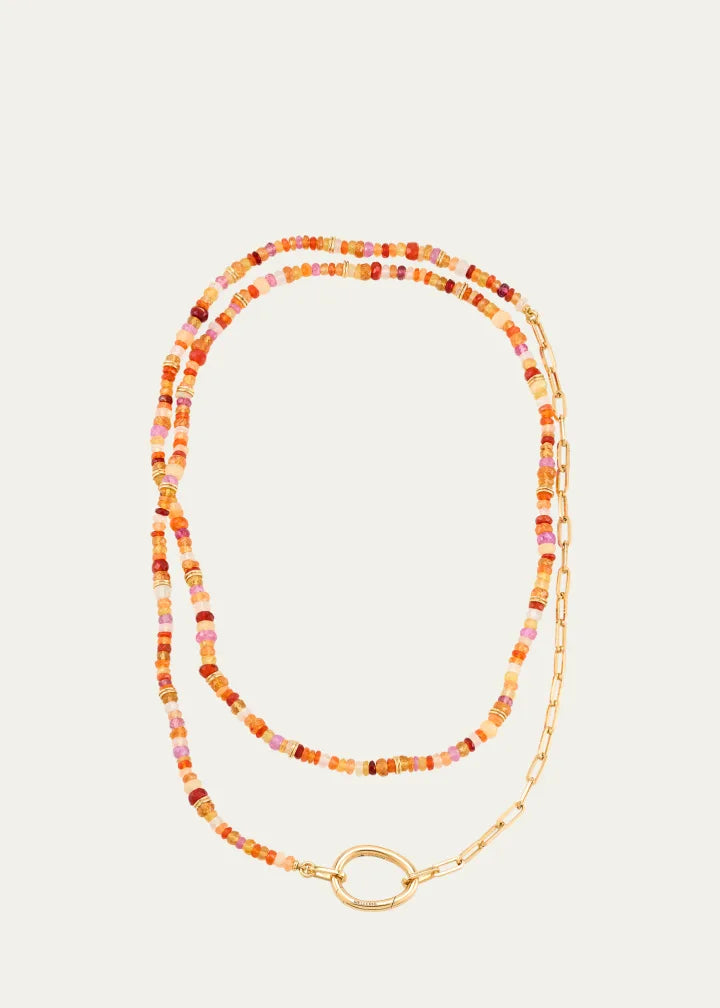Lien Pierres Orange Multi-Gemstone Paperclip Chain