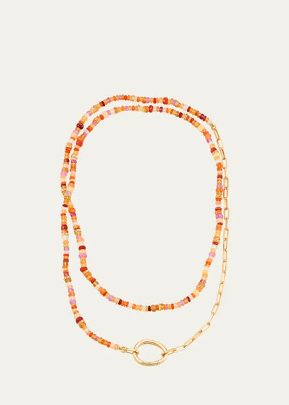 Lien Pierres Orange Multi-Gemstone Paperclip Chain
