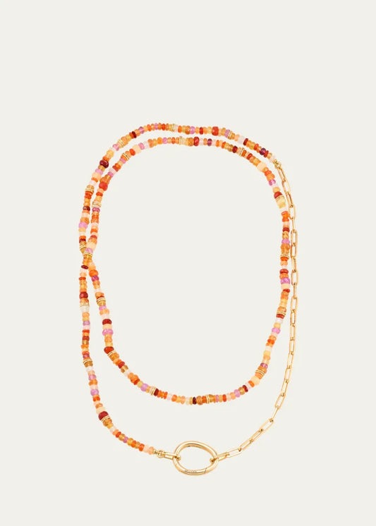 Lien Pierres Orange Multi-Gemstone Paperclip Chain