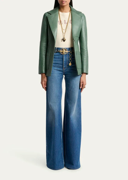 Slouch Leather Belted Single-Breasted Jacket