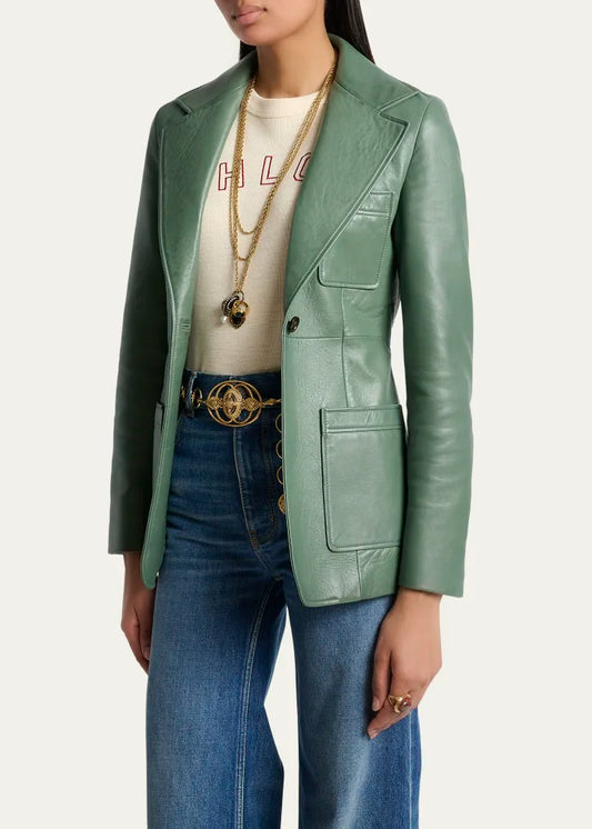 Slouch Leather Belted Single-Breasted Jacket