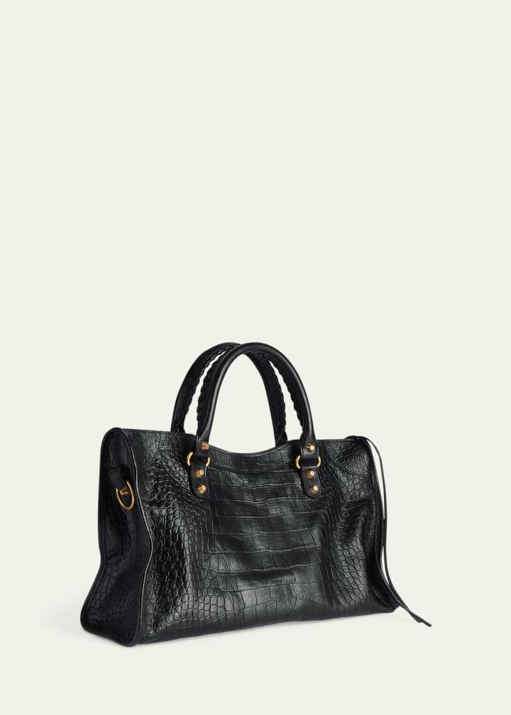 Le City Medium Croc-Embossed Leather Crossbody Bag