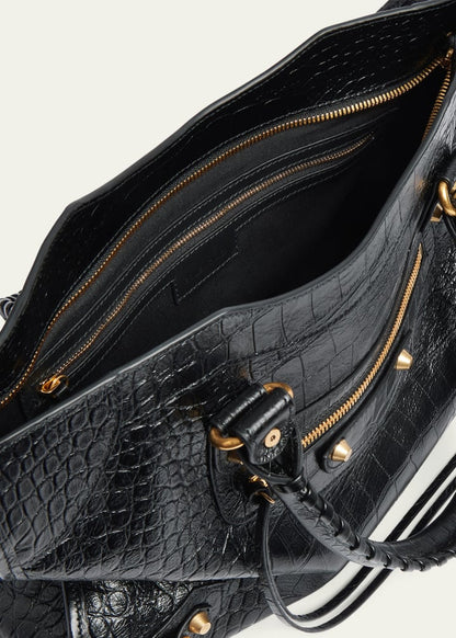 Le City Medium Croc-Embossed Leather Crossbody Bag