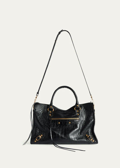 Le City Medium Croc-Embossed Leather Crossbody Bag