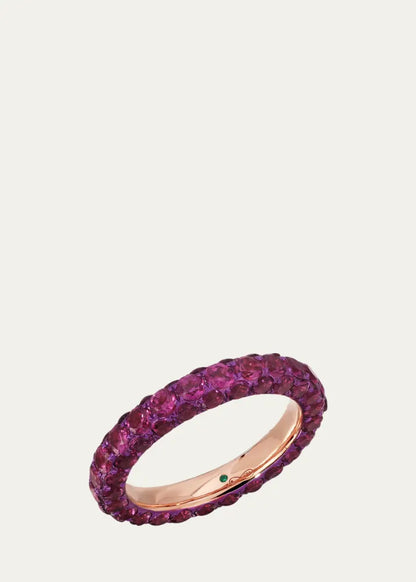 Rhodolite and Magenta Rhodium 3 Sided Ring