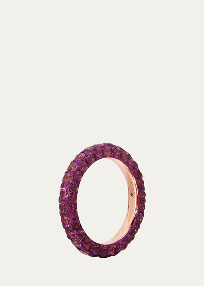 Rhodolite and Magenta Rhodium 3 Sided Ring