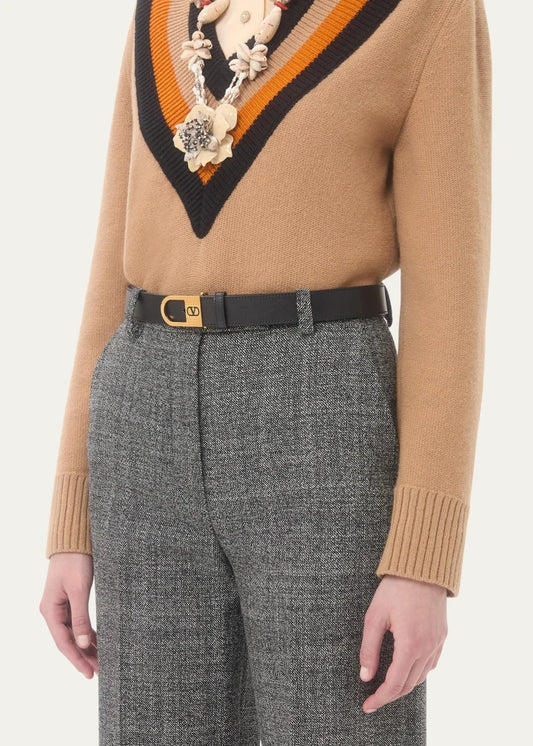 VLogo Signature Enameled Logo Leather Belt