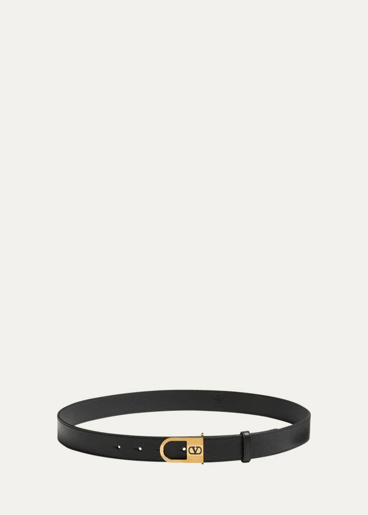 VLogo Signature Enameled Logo Leather Belt