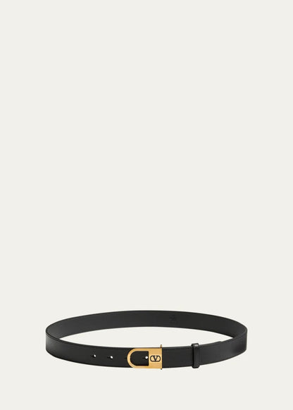 VLogo Signature Enameled Logo Leather Belt