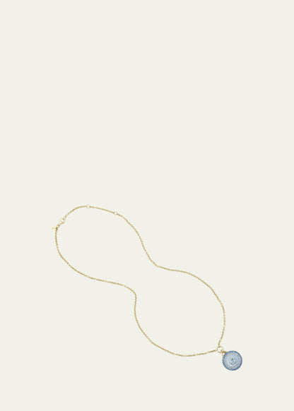 Air Medallion Necklace with Blue Lace Agate, Aquamarine and Sapphires