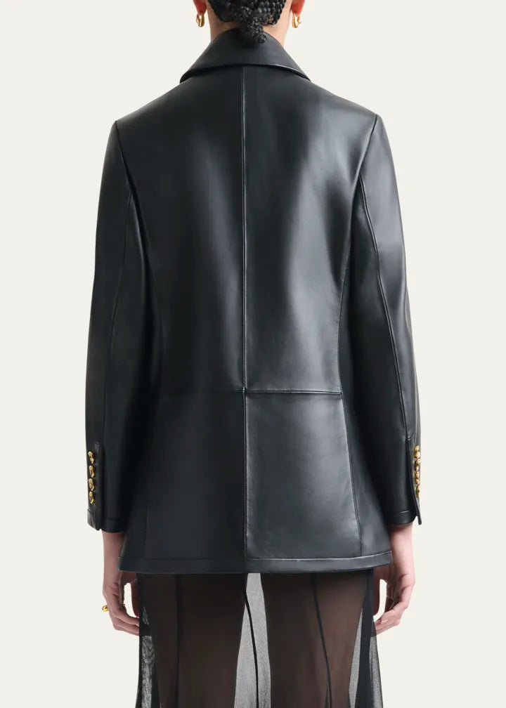 Leni Leather Single-Breasted Coat