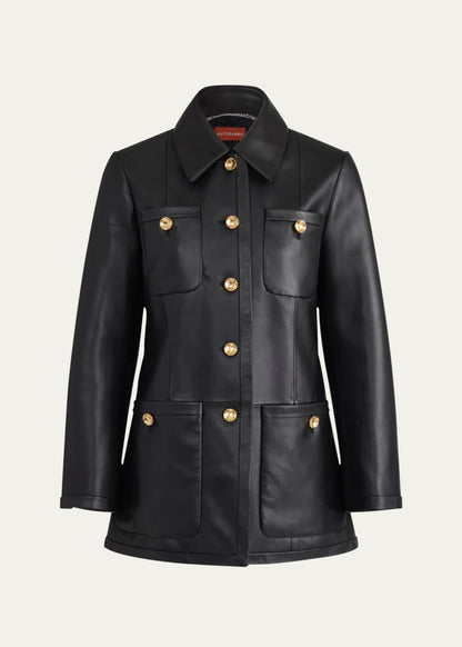 Leni Leather Single-Breasted Coat