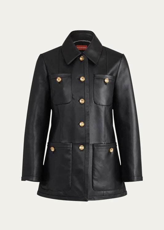 Leni Leather Single-Breasted Coat