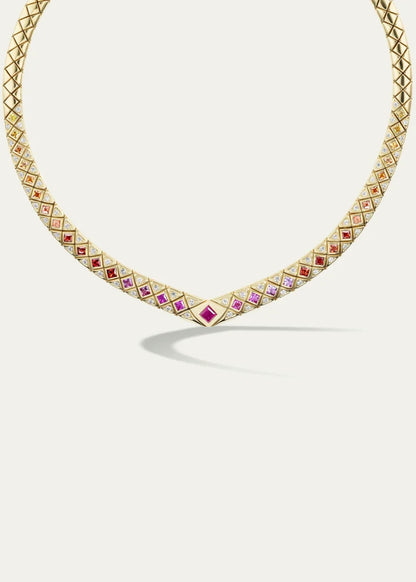 Bliss Collar Necklace with Multicolor Sapphires