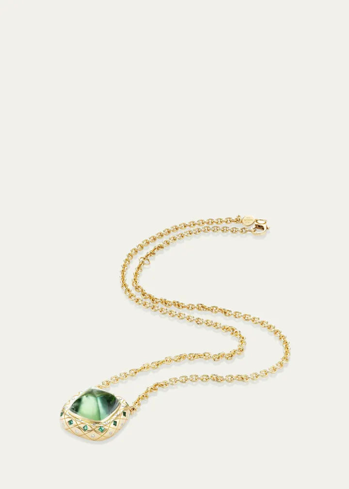 One of a Kind Bliss Necklace with Green Tourmaline, Emeralds and Diamonds