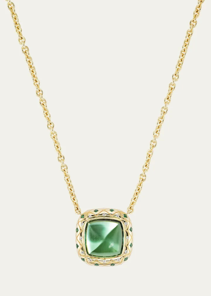 One of a Kind Bliss Necklace with Green Tourmaline, Emeralds and Diamonds