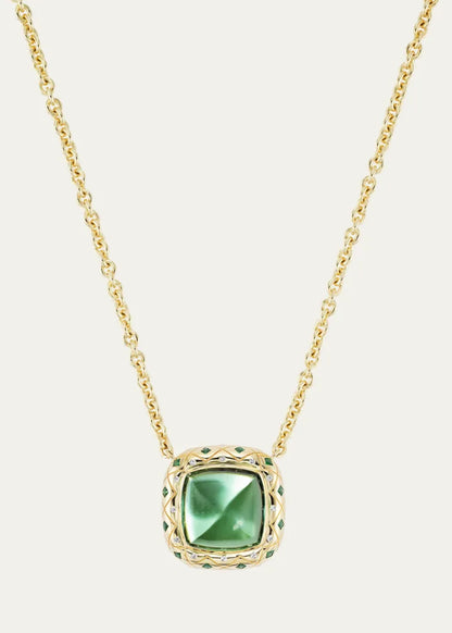 One of a Kind Bliss Necklace with Green Tourmaline, Emeralds and Diamonds