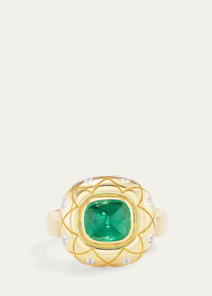 One of a Kind Bliss Statement Ring with Emerald and Diamonds