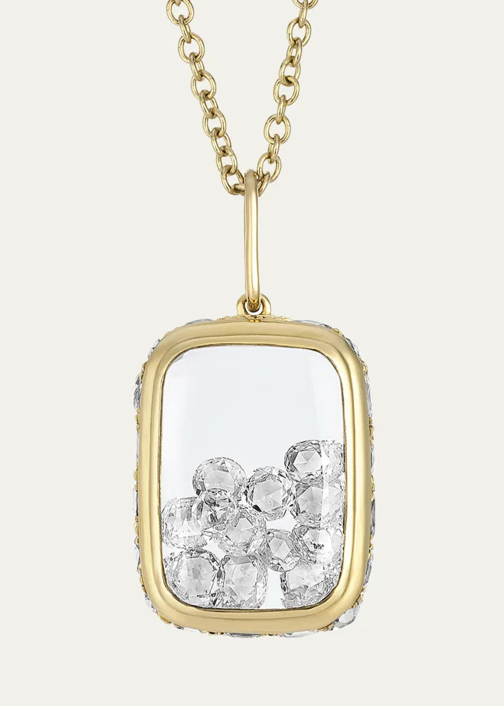 Cushion Necklace with Rose-Cut Diamonds and Kaleidoscope Shaker