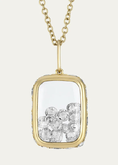 Cushion Necklace with Rose-Cut Diamonds and Kaleidoscope Shaker