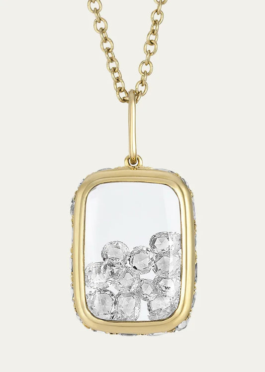Cushion Necklace with Rose-Cut Diamonds and Kaleidoscope Shaker