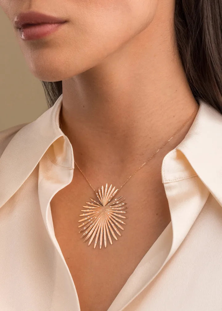 Rose Gold Palma Starburst Pendant Necklace with Diamonds
