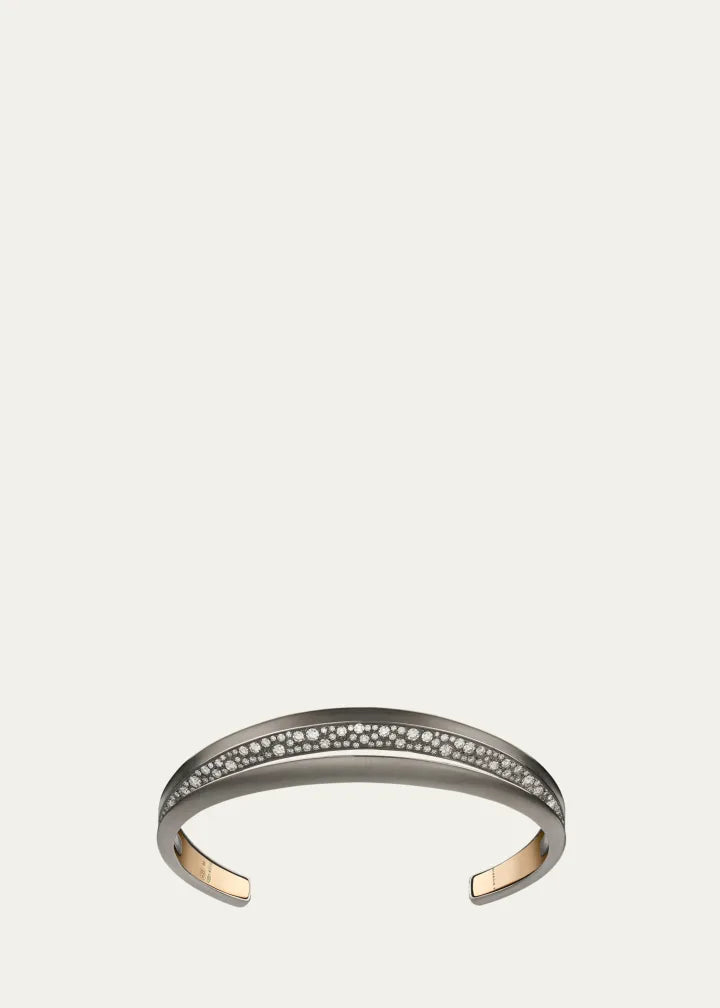 Palmetta Titanium and Rose Gold Diamond Cuff Bracelet