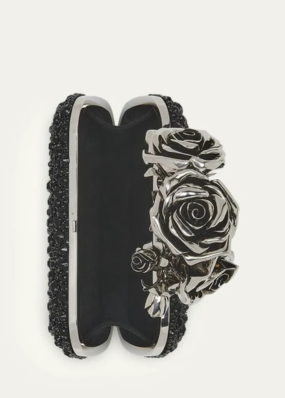Rose Sculptural Crystal-Encrusted Clutch Bag