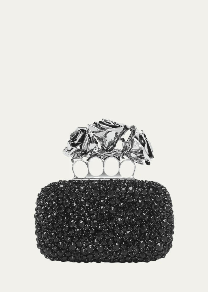 Rose Sculptural Crystal-Encrusted Clutch Bag