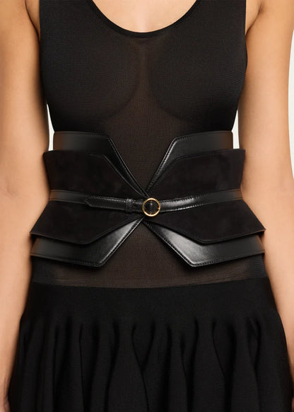 Double Bustier Belt in Leather and Suede