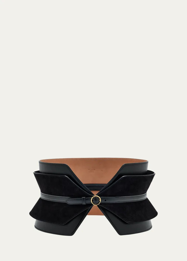 Double Bustier Belt in Leather and Suede