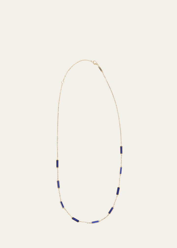 Bar Chain Necklace with Gemstones