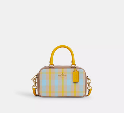 Satchel Crossbody Bag With Plaid Print