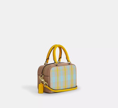 Satchel Crossbody Bag With Plaid Print