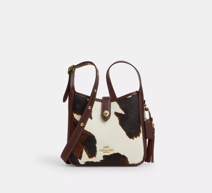 Hadley Mini Crossbody Bag With Cow Print And Tassel