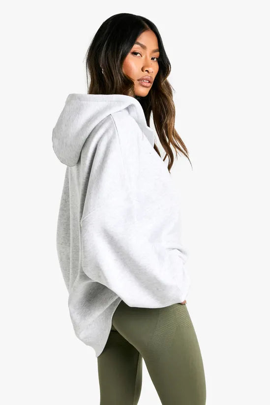 Notch Neck Balloon Sleeve Oversized Hoodie
