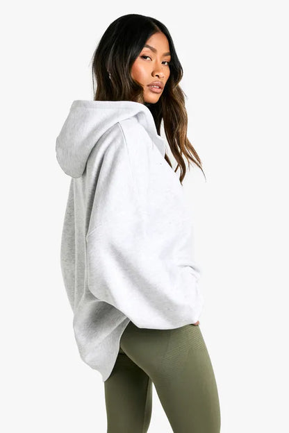 Notch Neck Balloon Sleeve Oversized Hoodie