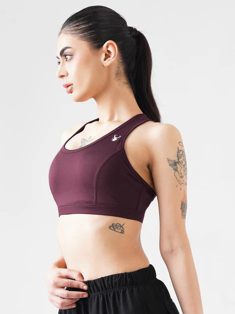 Athletic Non Padded Sports Bra in Brown