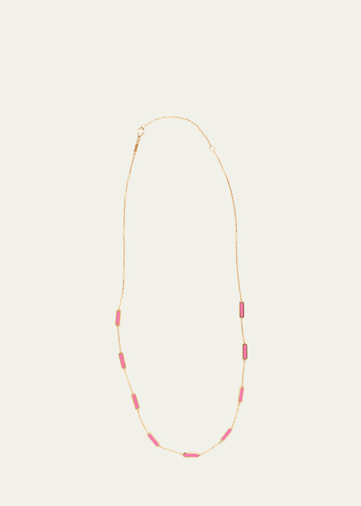 Bar Chain Necklace with Gemstones