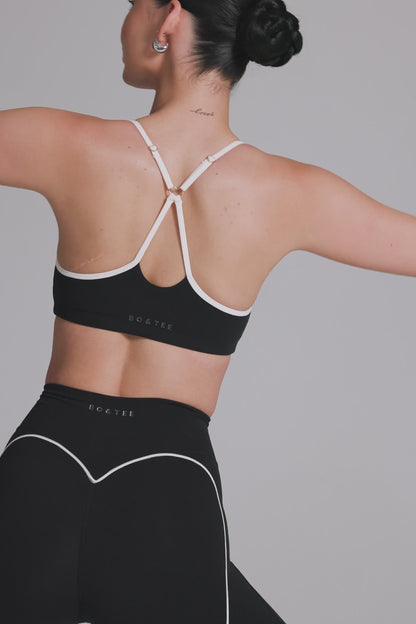 Soft Active Sweetheart-Neck Sports Bra in Black